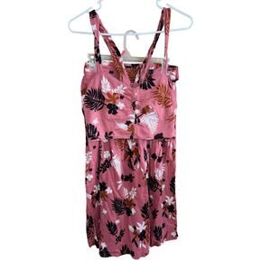 Zara TRF Collection pink palm tropical crop top and skirt set outfit (large)